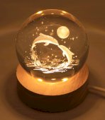 Lampka nocna USB Szklany delfin 6 cm