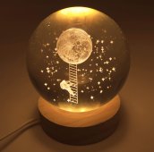 Lunar Escapade Szklana lampka nocna USB 9 cm