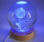 Lampka nocna USB, szklana, Lunar Escape, wielokolorowa, 9 cm