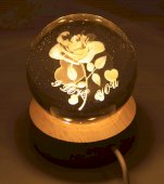 Lampka nocna USB, różowa, szklana, 6 cm