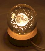 Saturn Szklana lampka nocna USB 9 cm