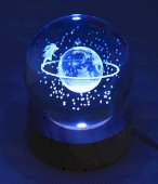 Lampka nocna USB, szkło Saturn, wielokolorowe, 9 cm