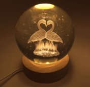9 cm Szklana lampka nocna USB Swan