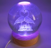 9 cm wielokolorowa szklana lampka nocna USB łabędź