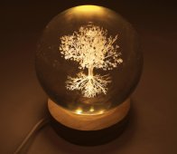 Lampka nocna USB Szklane Drzewo Życia 9 cm
