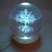 9 cm wielokolorowa szklana lampka nocna USB Drzewo Życia