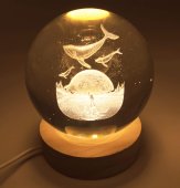 Lampka nocna USB Szklane wieloryby 9 cm