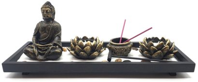 Świeczniki Budda i Lotos z Ogrodu Zen 36 cm